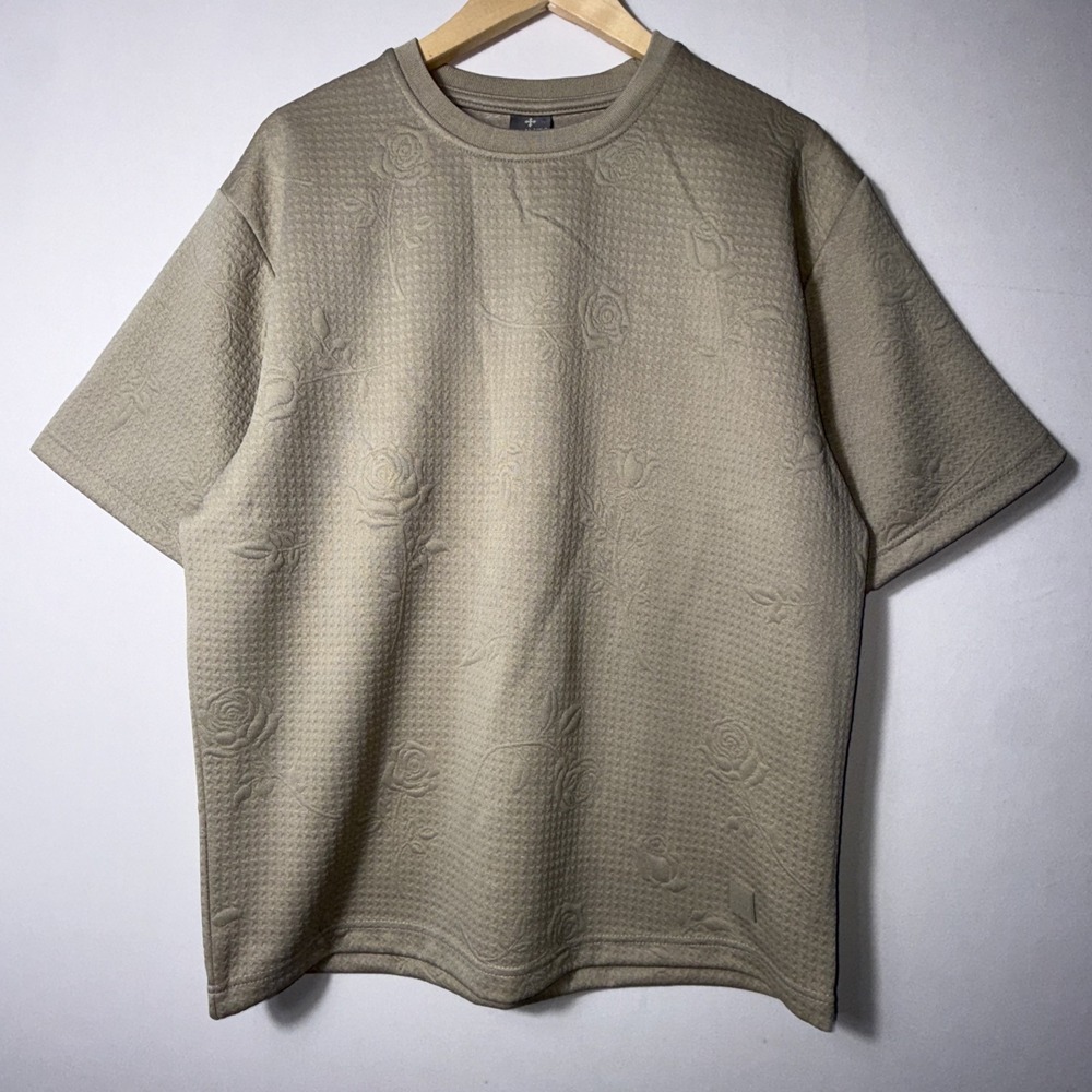 Saints Studio Mens Tan Rose Embossed Waffle Knit Short‎ Sleeve T-Shirt Size M